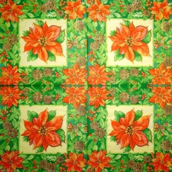 085 Christmas Flowers - 3-ply (cream/Edge grün) - Ihr